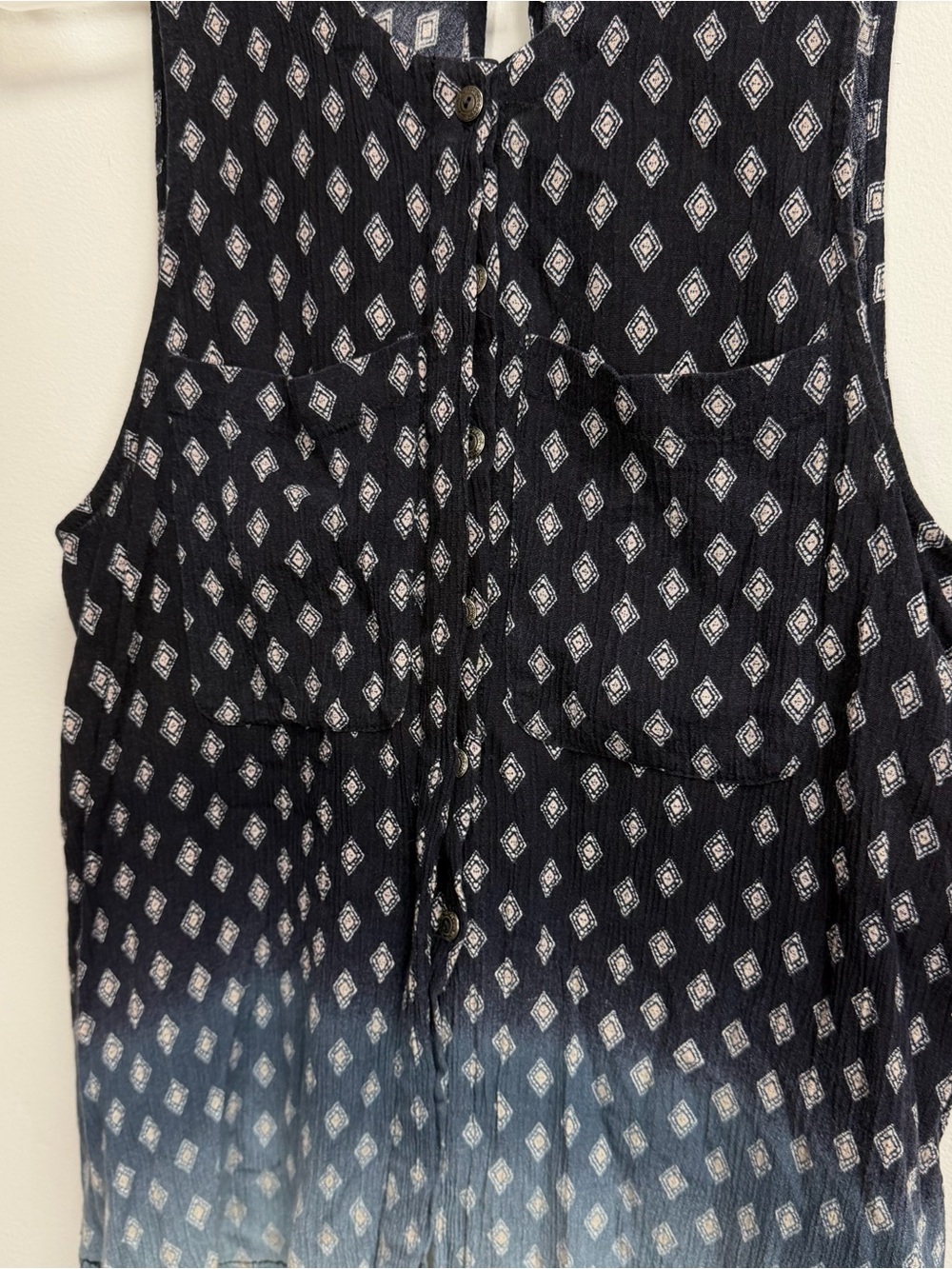 Free People Shirt Womens XS Blue Ombre Sleeveless Button Up Twist Back - Picture 3 of 11